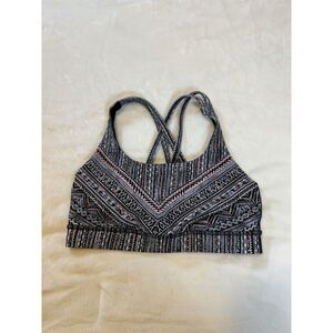 Lululemon Energy Bra Tribal Pace Energy Bra White‎ Black Size 4 Gym Workout